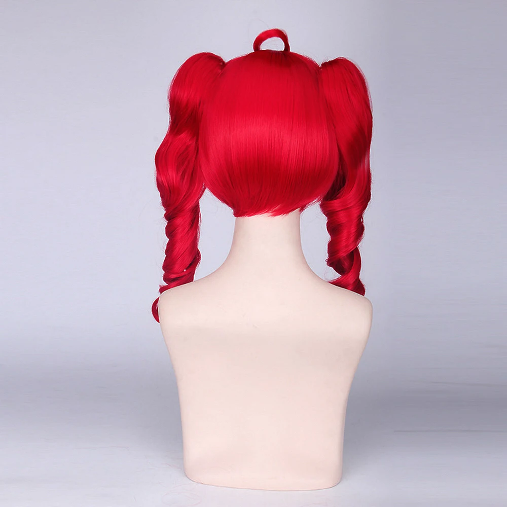 Anime kasane teto VOCALOID Long Wavy Red Cosplay Wig Costume 50cm Synthetic Hair Wigs For Women + Double Ponytails