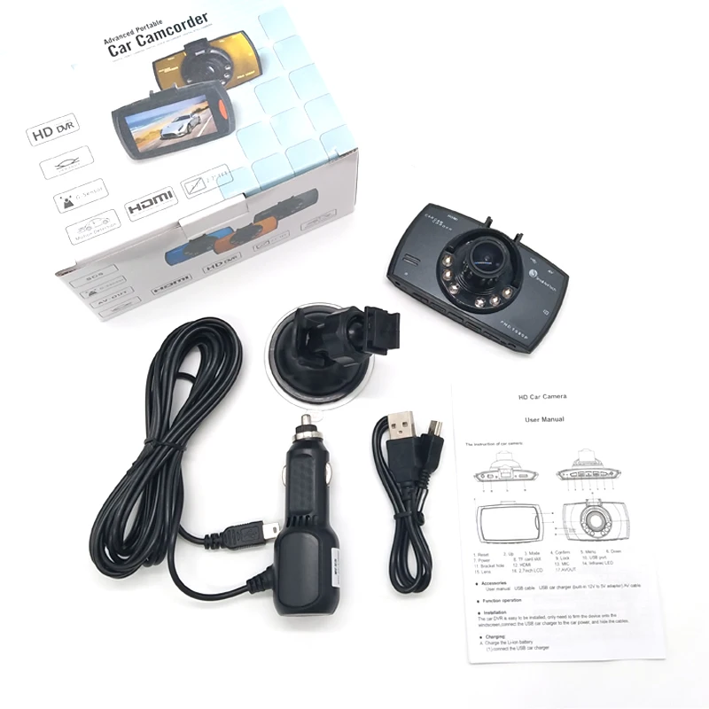 Видеорегистраторы для автомобилей мини 2.7 &quotFull HD 1080 P 170 degre Широкий формат TFT ЖК