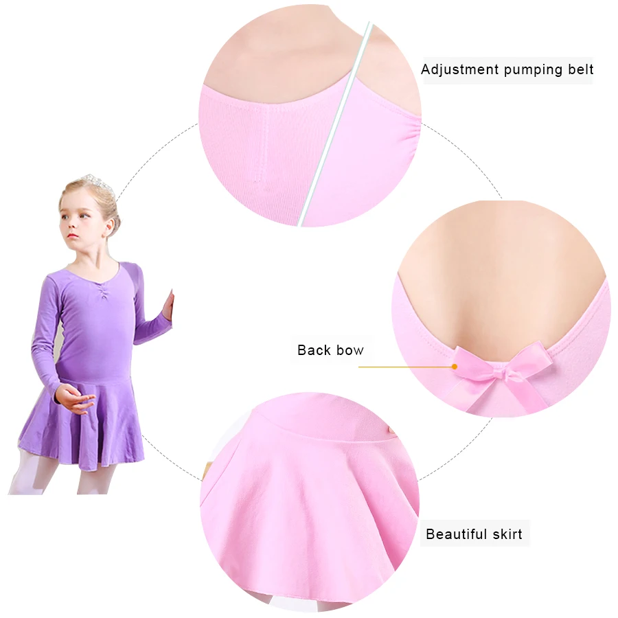 TIEJIAN 2PCS Children Dance Costume Long Sleeve Girls Gymnastics Ballet Dress+Safety Shorts Sets/vestido manga larga gimnasia 28 |