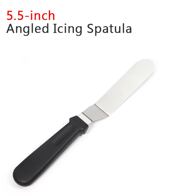 Black 5.5 inch Лопатка для торта, 5,5/7,5/9,5/11," изогутое лезвие-Пластик ручка, профессиональный Нержавеющая сталь инструменты для украшения торта - Цвет: Black 5.5 inch