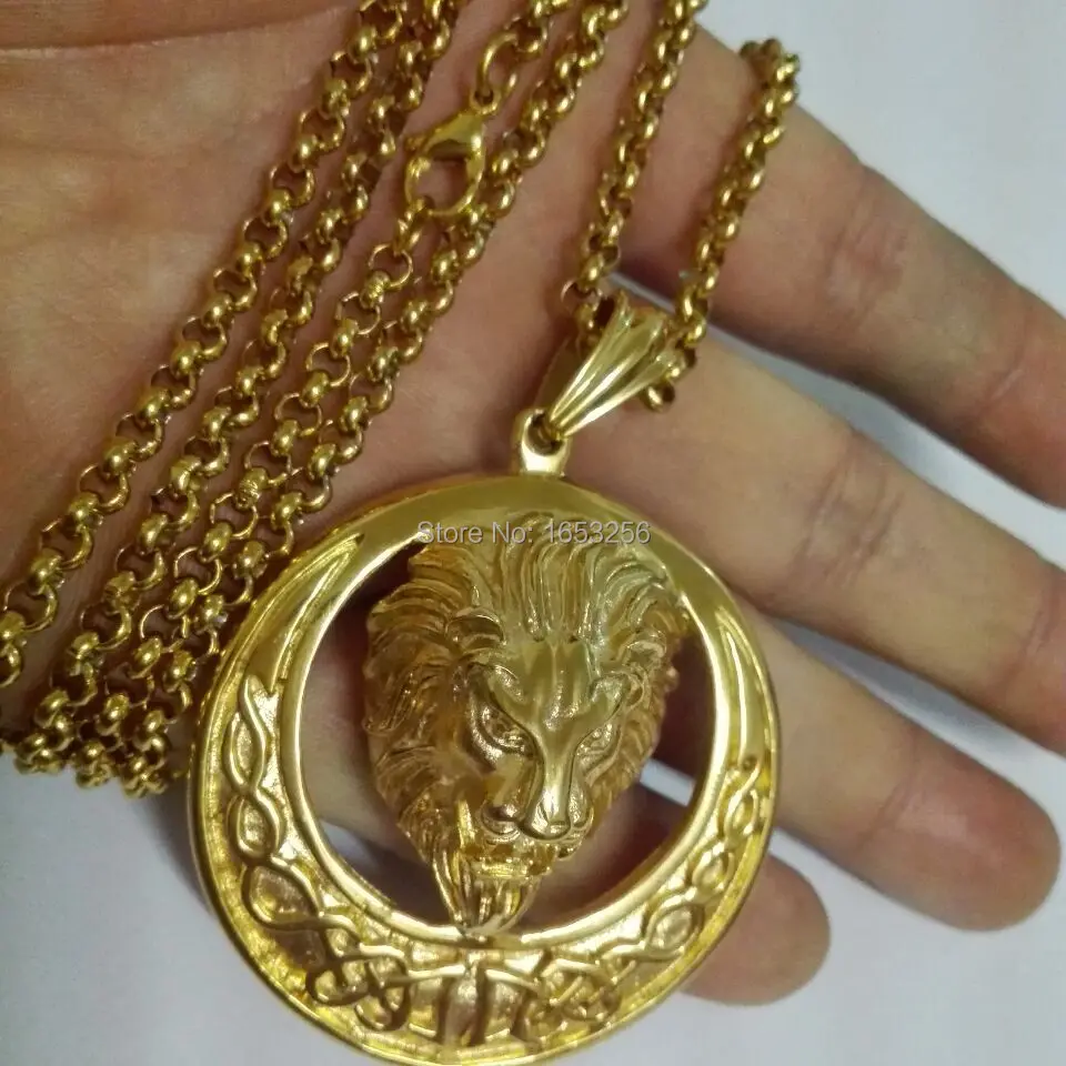 Колье с подвеской в виде головы льва для мужчин ювелирное изделие классическом