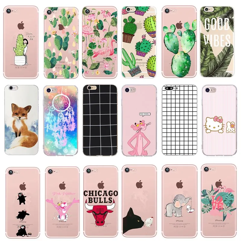Прекрасный чехол для телефона с мультяшным рисунком fundas iphone 7 Прозрачный