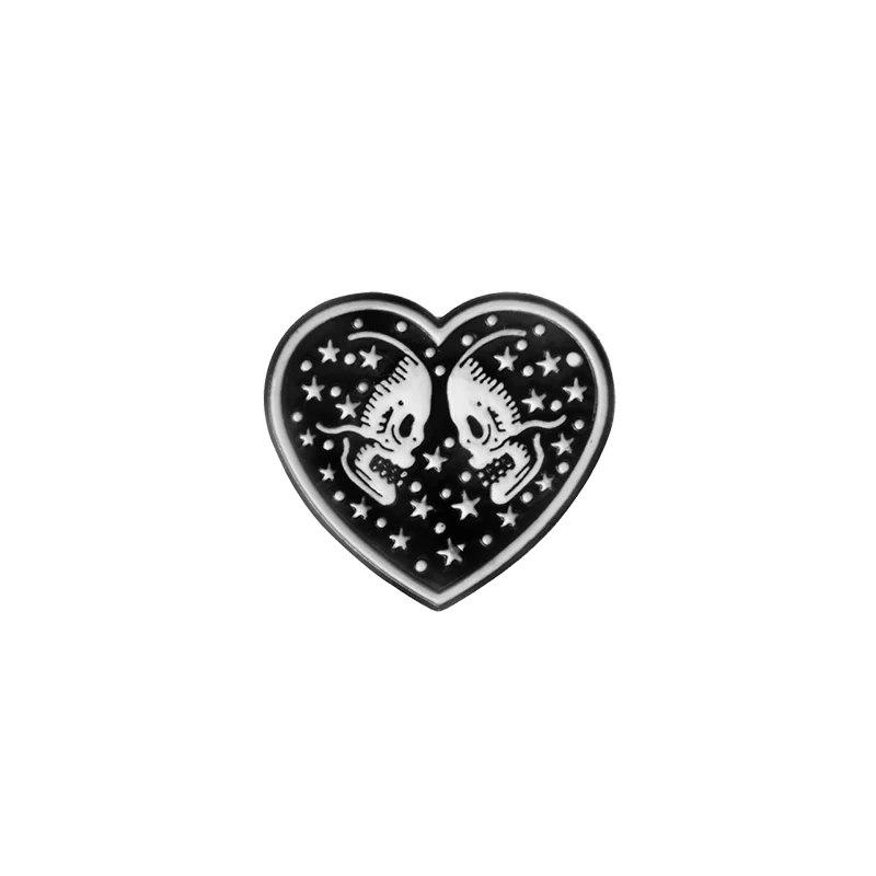 skull heart Панк коллекция эмалированные булавки Темно-Черная брошь чума доктор сердце винный адский значок джинсовая рубашка нагрудная булавка готические ювелирные изделия подарок - Окраска металла: skull heart