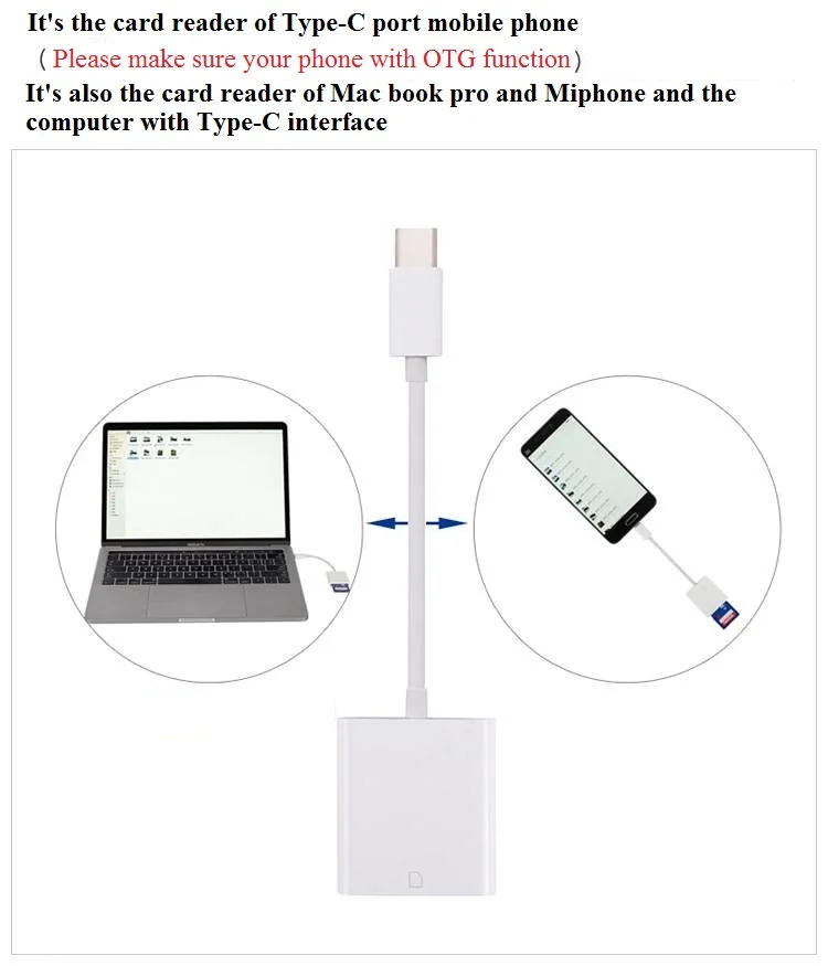 Type-C SD кард-ридер камера комплект совместимый Needn не приложение USB C OTG кабель для передачи данных для Xiaomi 6 GALAXY S8 Macbook Pro