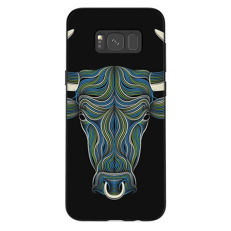 B4 Силиконовый для мобильных телефонов Чехол для Samsung Galaxy A3 A5 A6 A7 A8 A9 A10 A30 A40 A50 A70 J6 плюс Чехол классный цифровое искусство линии голова быка - Цвет: B4