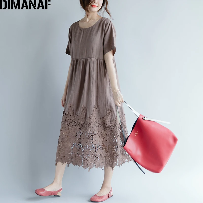DIMANAF женское платье плюс размеры Лето Хлопок Femme Леди Элегантный Vestidos