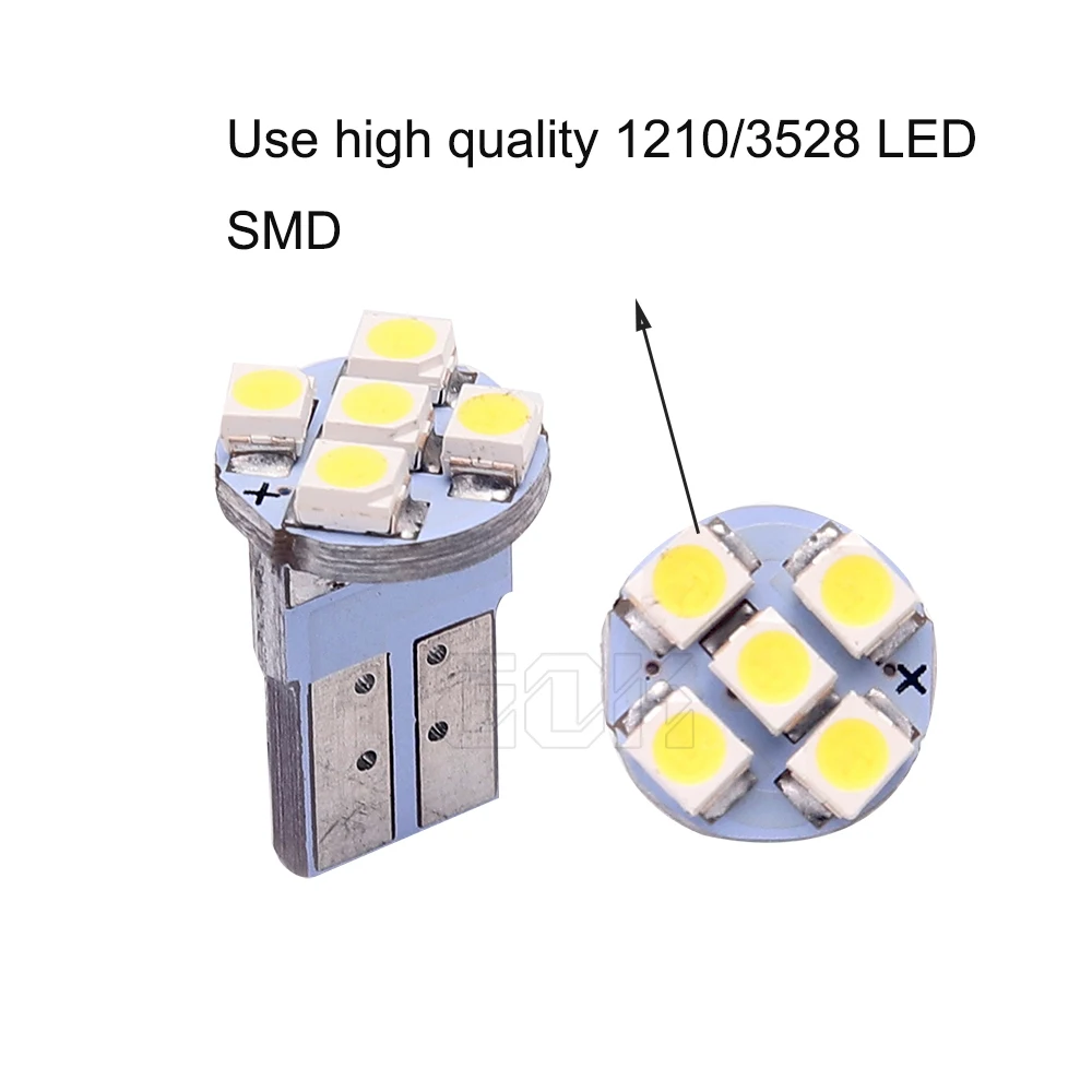 Автомобильные светодиодные лампы T10 5smd 500 1210 w5w 3528 t10 5 шт./лот для салона