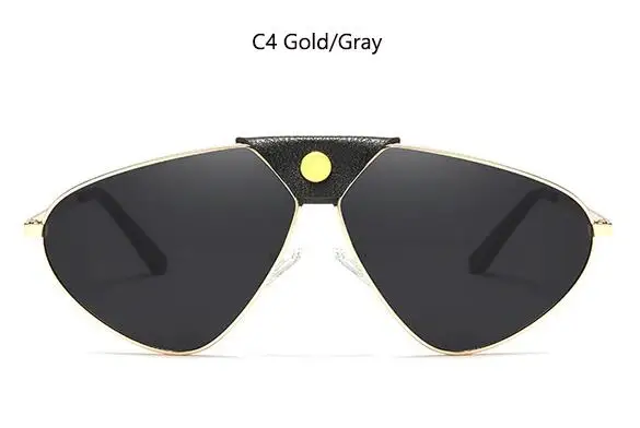 C4 gold gray Готические зеркальные очки трендовые большие солнцезащитные очки дизайнерские брендовые роскошные женские винтажные ретро стимпанк солнцезащитные очки большие Oculos - Цвет линз: C4 gold gray