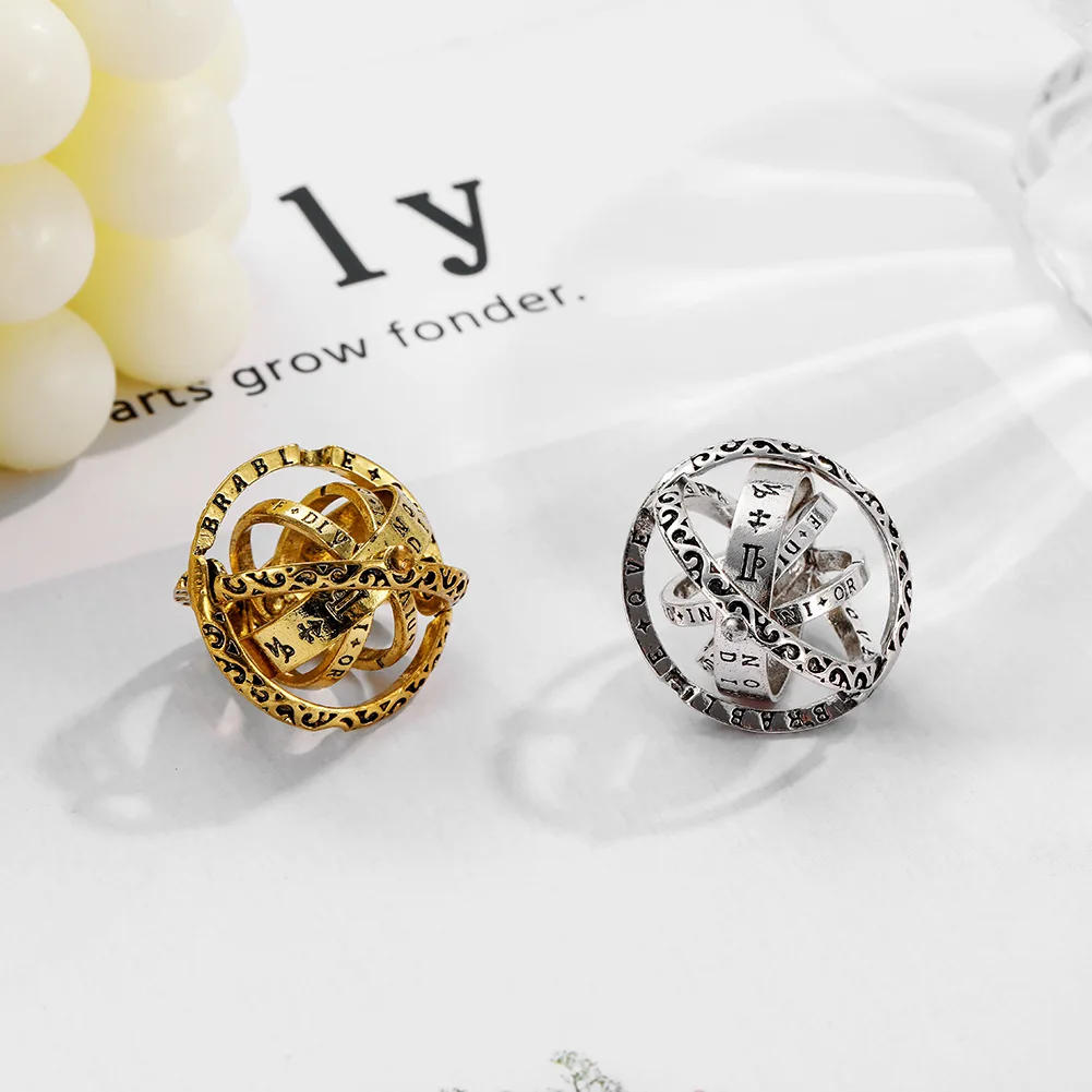 

Hot Sale Creative Astronomical Sphere Ball Rings Universe Complex Rotating Clamshell Couple Lover Women Ring Jewelry Gifts