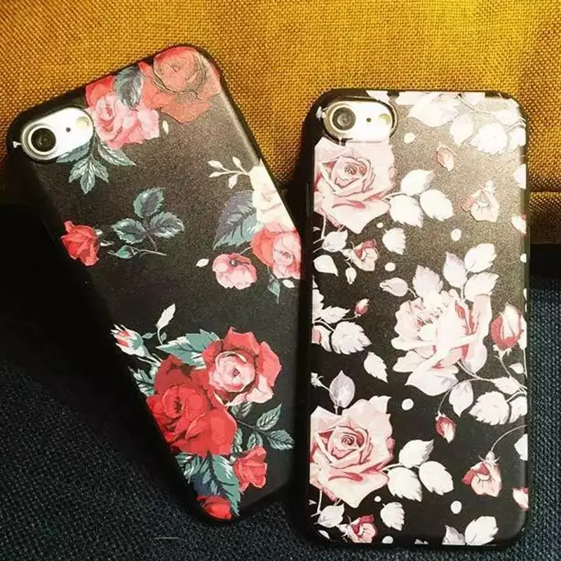 Люкс Ретро Розы Телефон Case Для iphone 7 плюс 6s 6 Плюс 5S 5 SE Розовая Роза Цветы Шаблон Soft