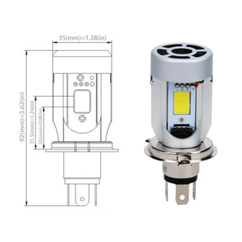 Dreauto Plug and play high power 20W 2000lm H4 motorcycle led light bulb P43t HS1 motor head lamps 6000K white with fan | Автомобили и