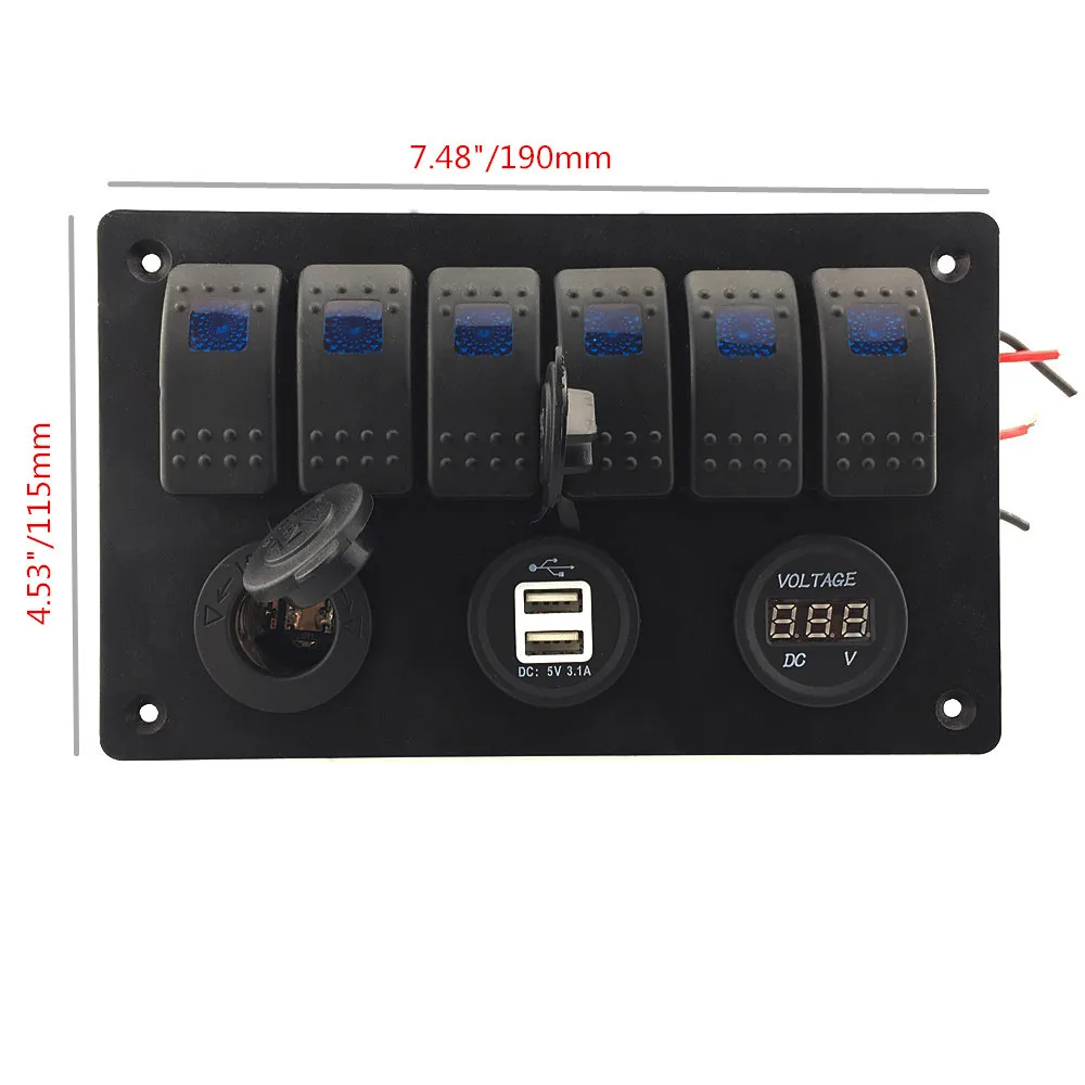 Автомобильный цифровой вольтметр для лодки + 12 В Разъем питания двойной USB