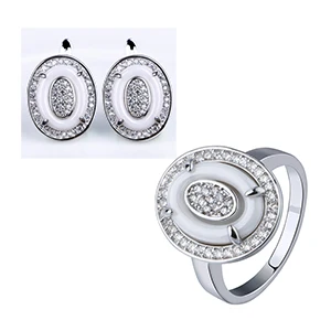White Sets Jewelry Ювелирные наборы для женщин, блестящие стразы, CZ кристалл, золото, серебро, цвет с керамическим яйцом, серьги, кольца, обручальные ювелирные изделия, подарок - Окраска металла: White Sets Jewelry