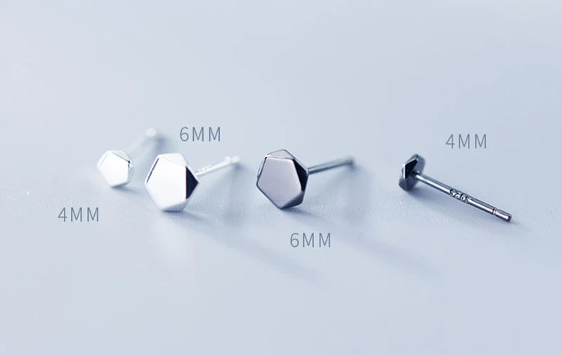 Серебро 925 пробы Для женщин ювелирные изделия Tiny 6 мм х 6 мм с шестигранной серьги-клипсы Подарочные для девочек Малыш леди Для женщин