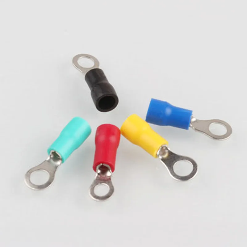 100pcs/lot RV3.5-6 Kit Cold pressed terminal O-type connector copper nose wire with sheathed head. | Обустройство дома