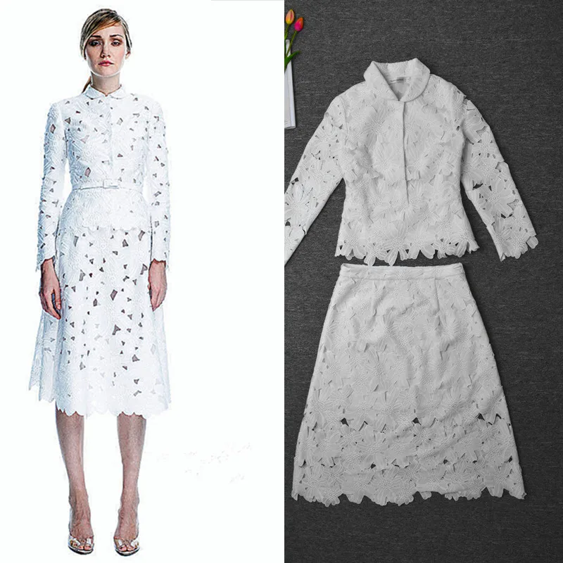 2016 модные брендовые дизайнерские осенние Комплекты Женские сексуальные белые