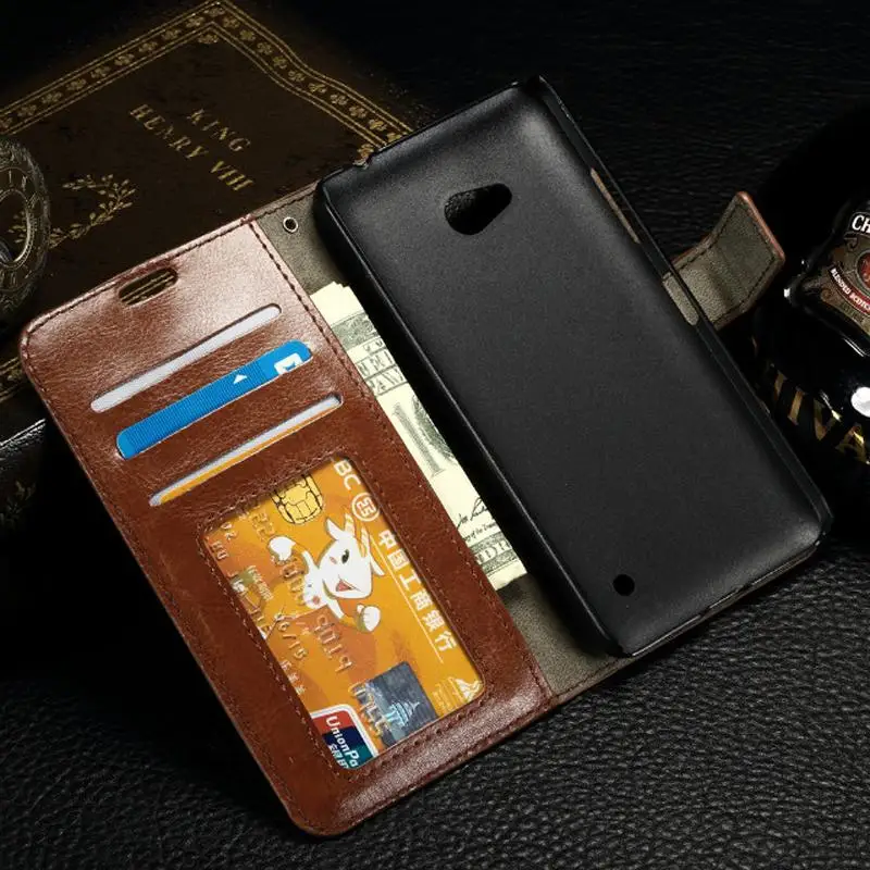 Роскошный кожаный флип чехол с подставкой для Nokia Lumia 640 N640 отделением карт