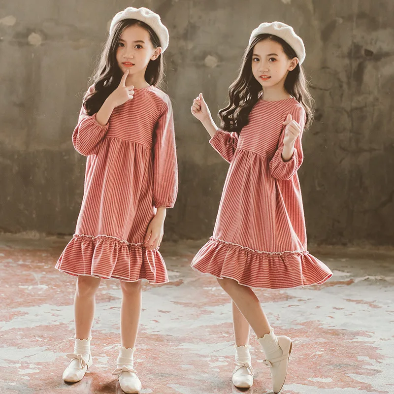 Brand 2018 New Fashion Autumn Girls Dresses For Clothes Striped Princess Dress Long-Sleeve Baby Children | Детская одежда и обувь