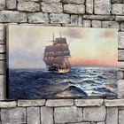 Современная HD-картина с принтом морской пейзаж, волнистая картина для гостиной, Настенная картина, декоративная 1 панель, парусник на море, пейзаж, картина