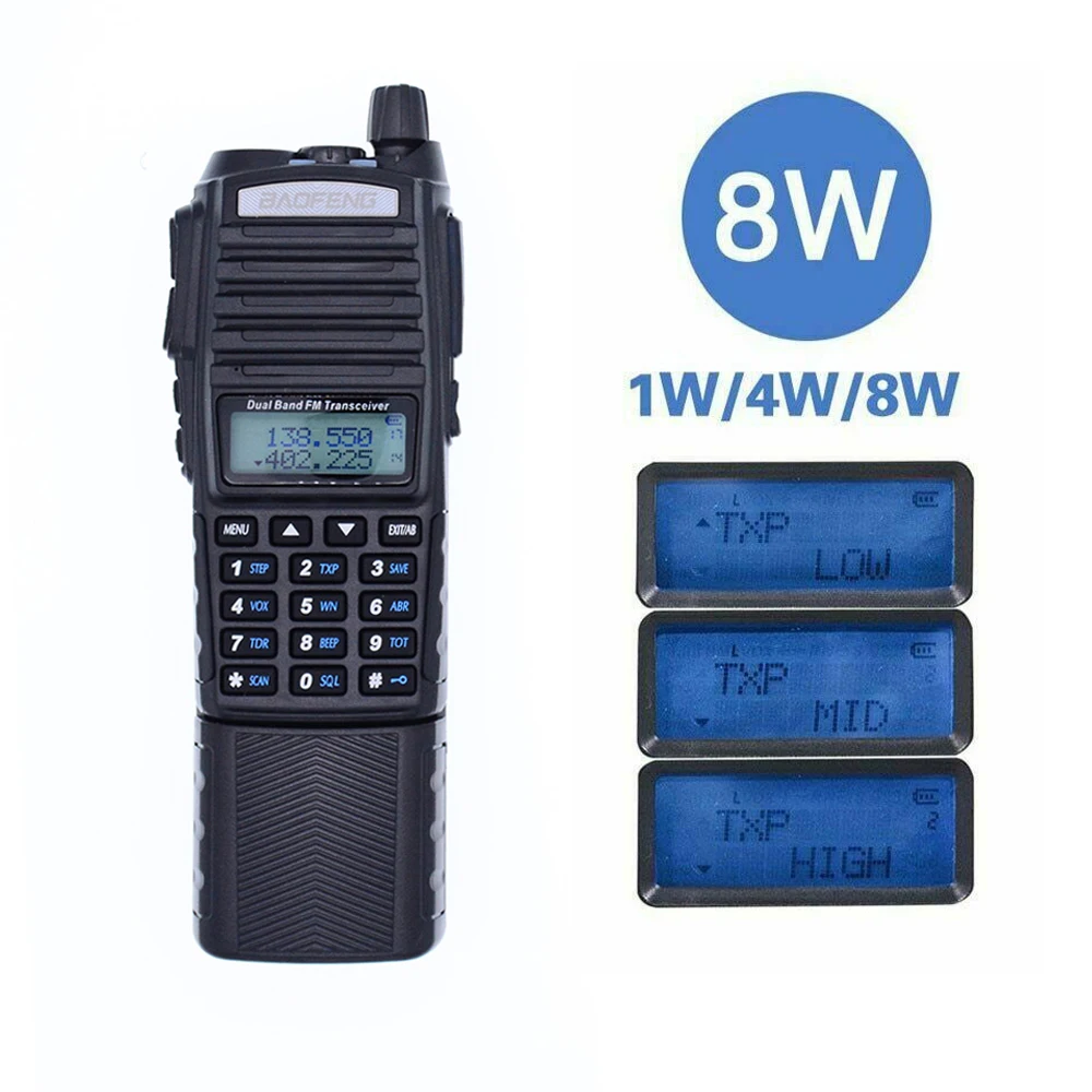 Rádio em Dois km de Longa Watts + 3800 Baofeng 10 Distância Poderoso Walkie Talkie Portátil cb Vhf – Uhf Sentidos Amador Mah Bateria 2021 Uv-82 8 w