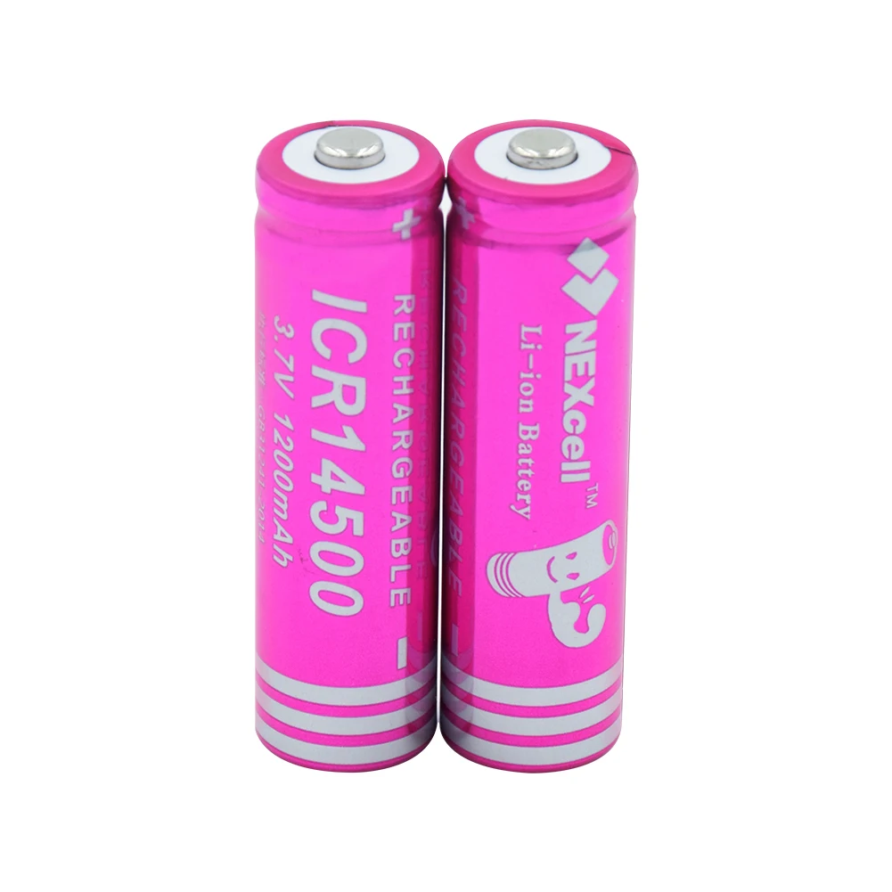2 PCS 14500 литиевая батарея 1200mAh 3,7 V перезаряжаемая высокоразрядная высокотоковая батарея для Светодиодный фонарь-фонарик - Цвет: 2 PCS