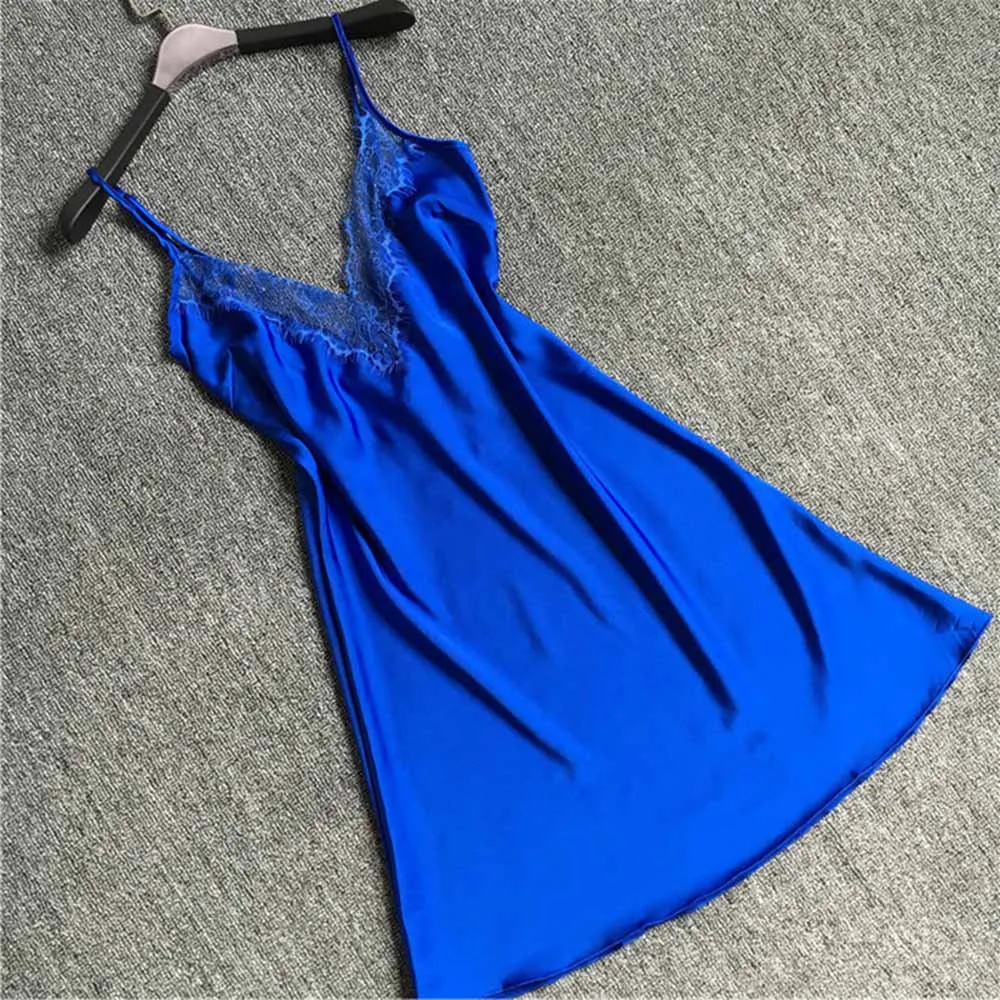 2019 Сексуальная женская ночная рубашка с глубоким V образным вырезом летняя