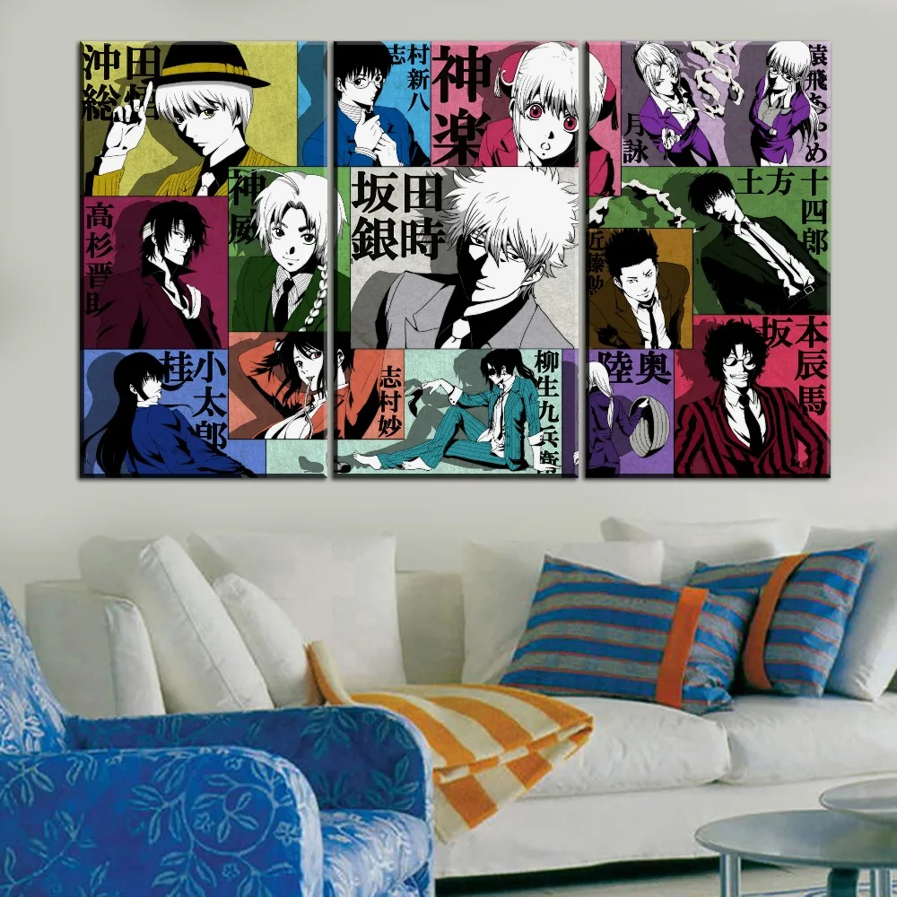 Настенное искусство домашний декор модульный один комплект 3 панели аниме Gintama