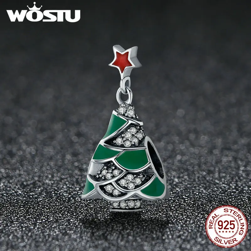 WOSTU новинка Стерлинговое Серебро 925 пробы Очаровательные зеленые бусины с