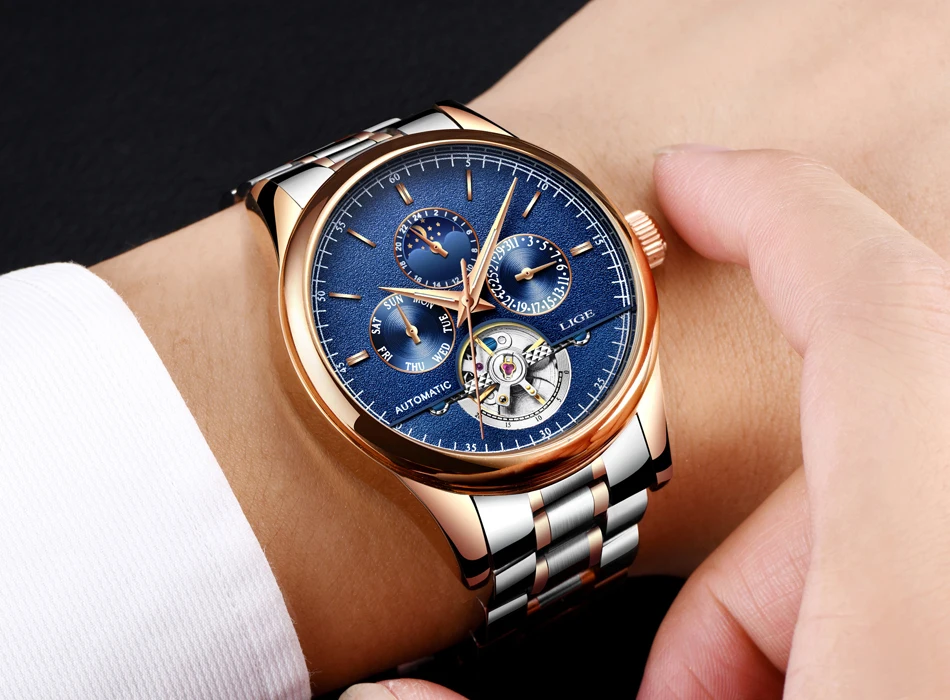 Relojes LIGE Мужские автоматические механические Спортивные часы мужские роскошные Брендовые повседневные часы мужские наручные часы армейские часы relogio masculino