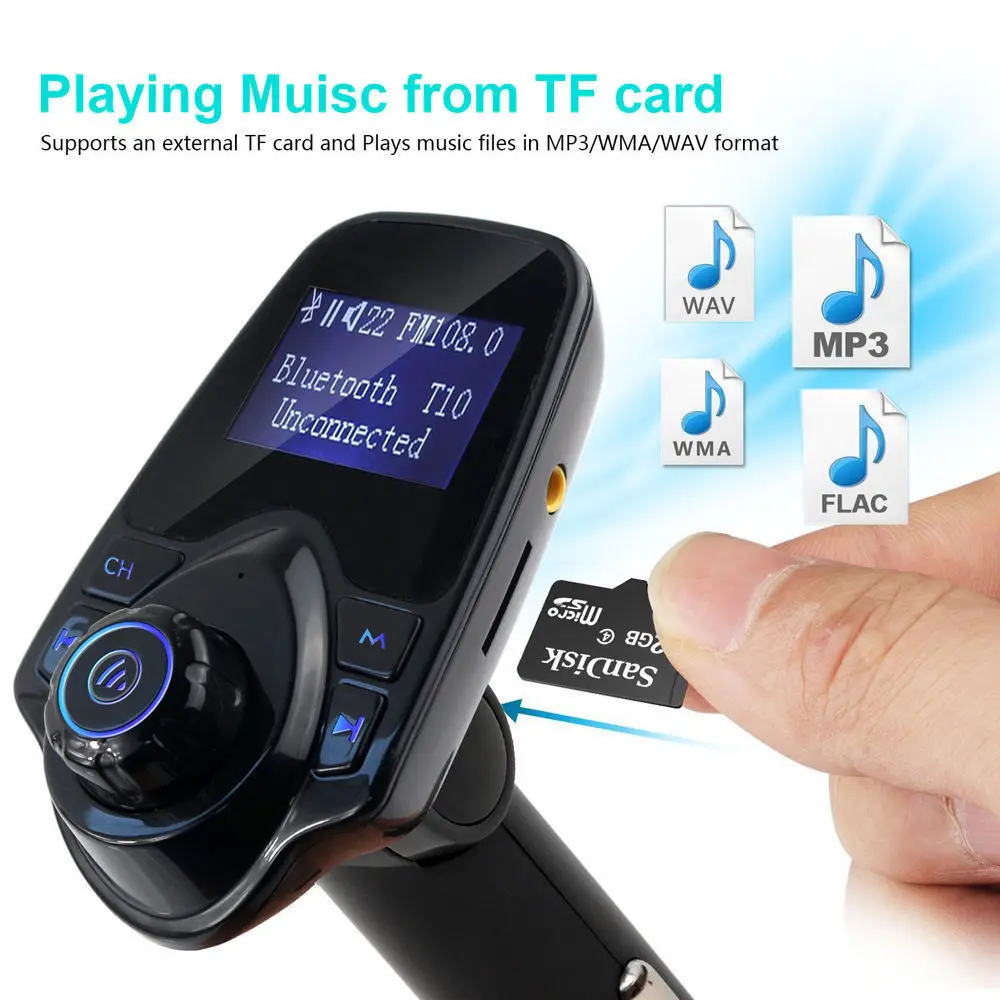 Автомобильный Bluetooth передатчик 20 шт./лот FM громкая связь mp3 плеер радио для iPhone 6 6s 7