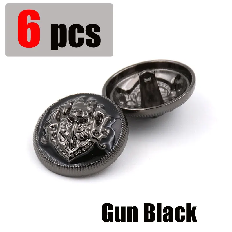 black 6 шт./компл. 10-28 мм британский стиль с высоким уровнем Класс металлические пуговицы для Костюмы пальто модного бренда швейные принадлежности аксессуары для одежды - Цвет: black