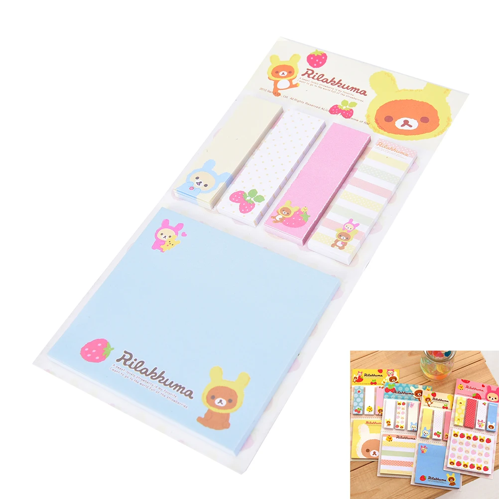 Korea Stationery Rilakkuma Cute Cartoon Bear Sticky Notes Post Memo Pad School Supplies Planner Stickers Paper Bookmarks | Канцтовары