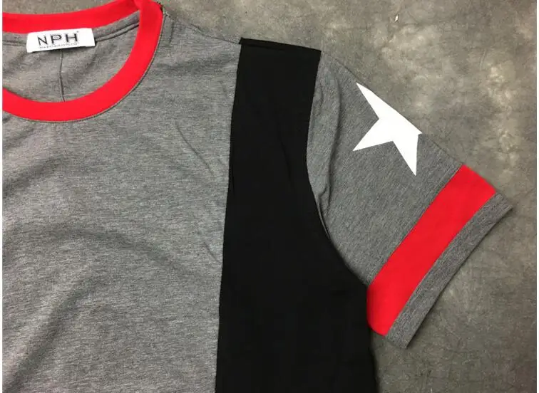 Новинка мужские футболки 19ss с белыми звездами и стежками футболка в стиле хип хоп
