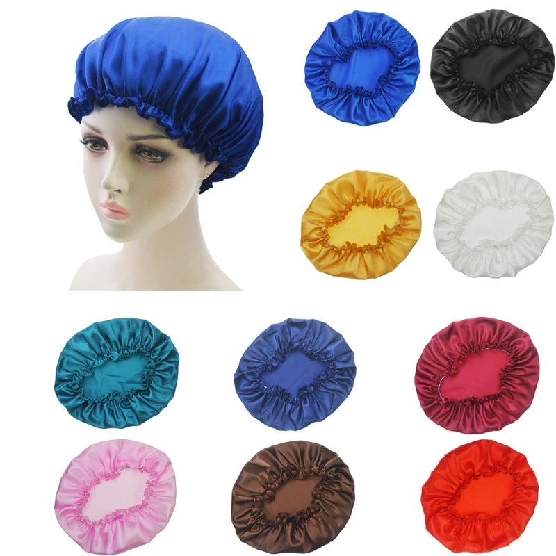 

Women Sleep Cap Satin Night Bonnet Head Cover Beanie Hat Hair Beauty Elastic New