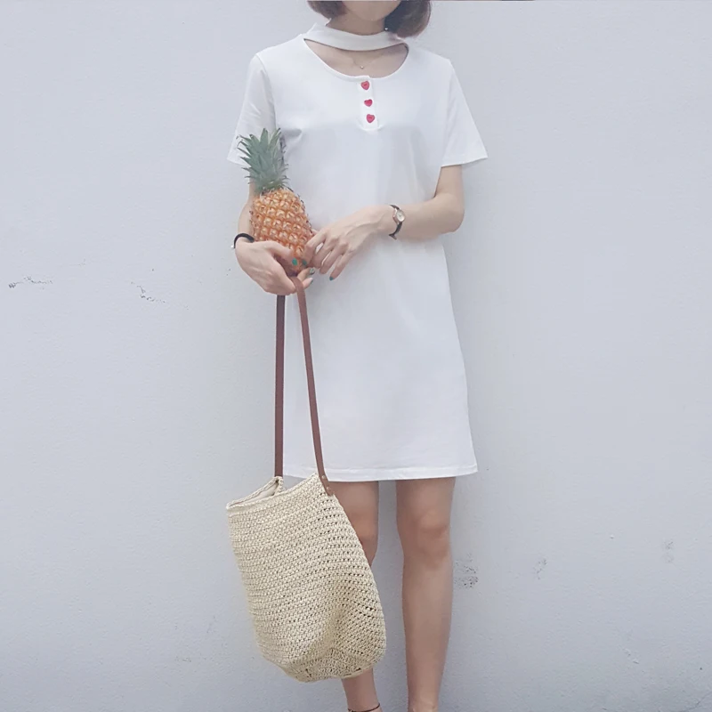 Новые 2017 летнее женское платье хлопковые платья в форме сердца декоративные