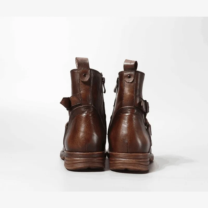 Ботильоны мужские из натуральной кожи роскошные брендовые мотоциклетные