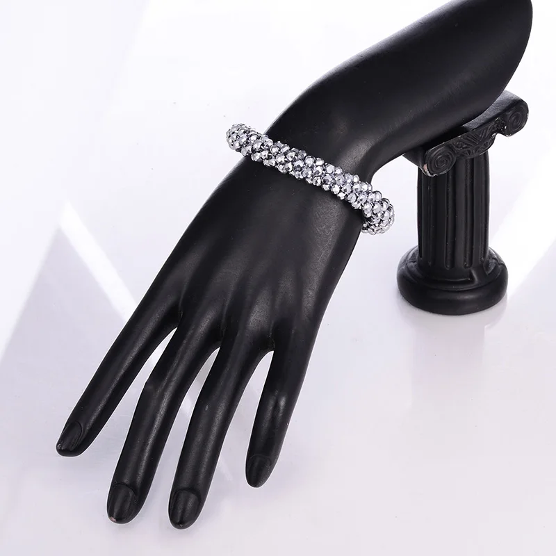 Эластичные новые стеклянные браслеты с бусинами для женщин красный черный Ретро