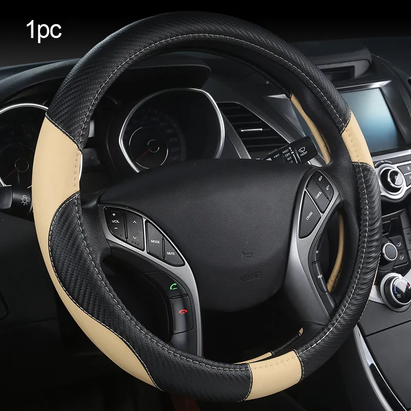 Beige Чехол рулевого колеса автомобиля 3D Универсальный Дышащий большой сетчатый без внутреннего круга Противоскользящий четыре сезона украшение автомобиля аксессуары - Название цвета: Beige