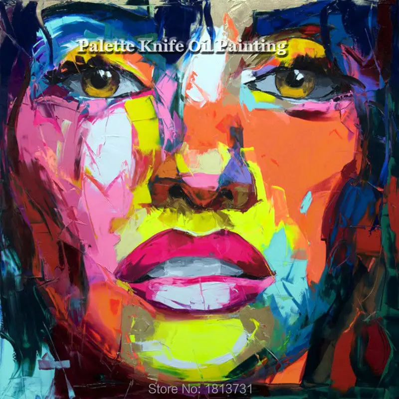 

Hand painted Francoise Nielly Palette knife portrait Face Oil painting Character figure canva wall Art picture14-37