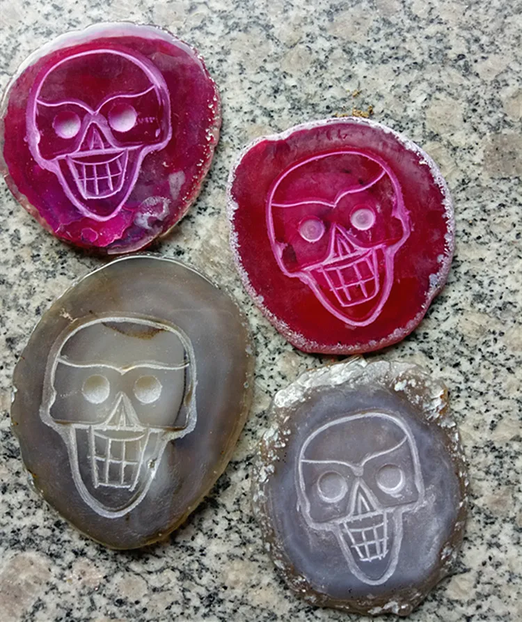 Оптовая продажа натуральный агат ломтик череп 4 шт.|skull resin|skull icingsliced fruit |