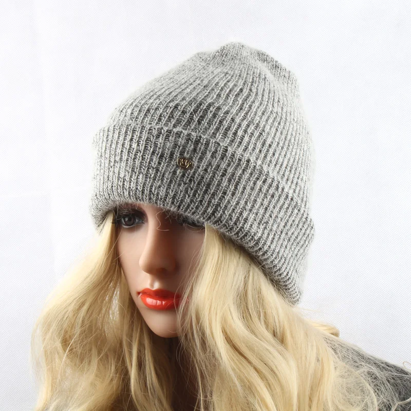Зимние теплые шерстяные шапки для женщин вязаные из кроличьего меха Женские