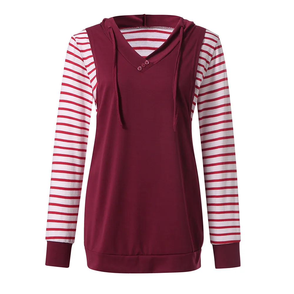 SAGACE весна осень Материнство Sriped одежда с капюшоном Блузка для кормления грудью