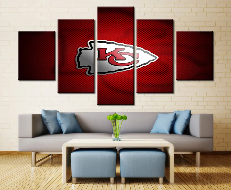 5 Панель Kansas City Chiefs Современный Дом Декор Стены Холсте Модульная картину