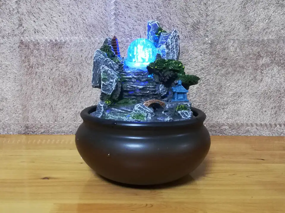 Rockery фонтан настольный китайский фэн-шуй украшения RGB лампа Крытый увлажнитель воздуха год Рождество украшение дома