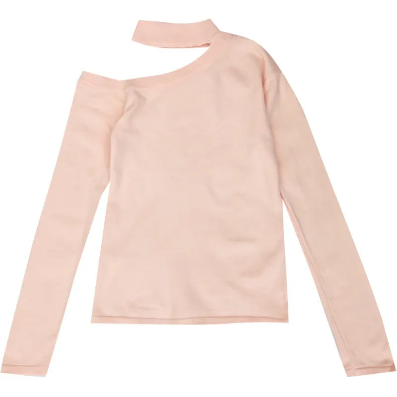 Женский Осенний тонкий вязаный свитер-водолазка LUOSHA на одно плечо и пуловер