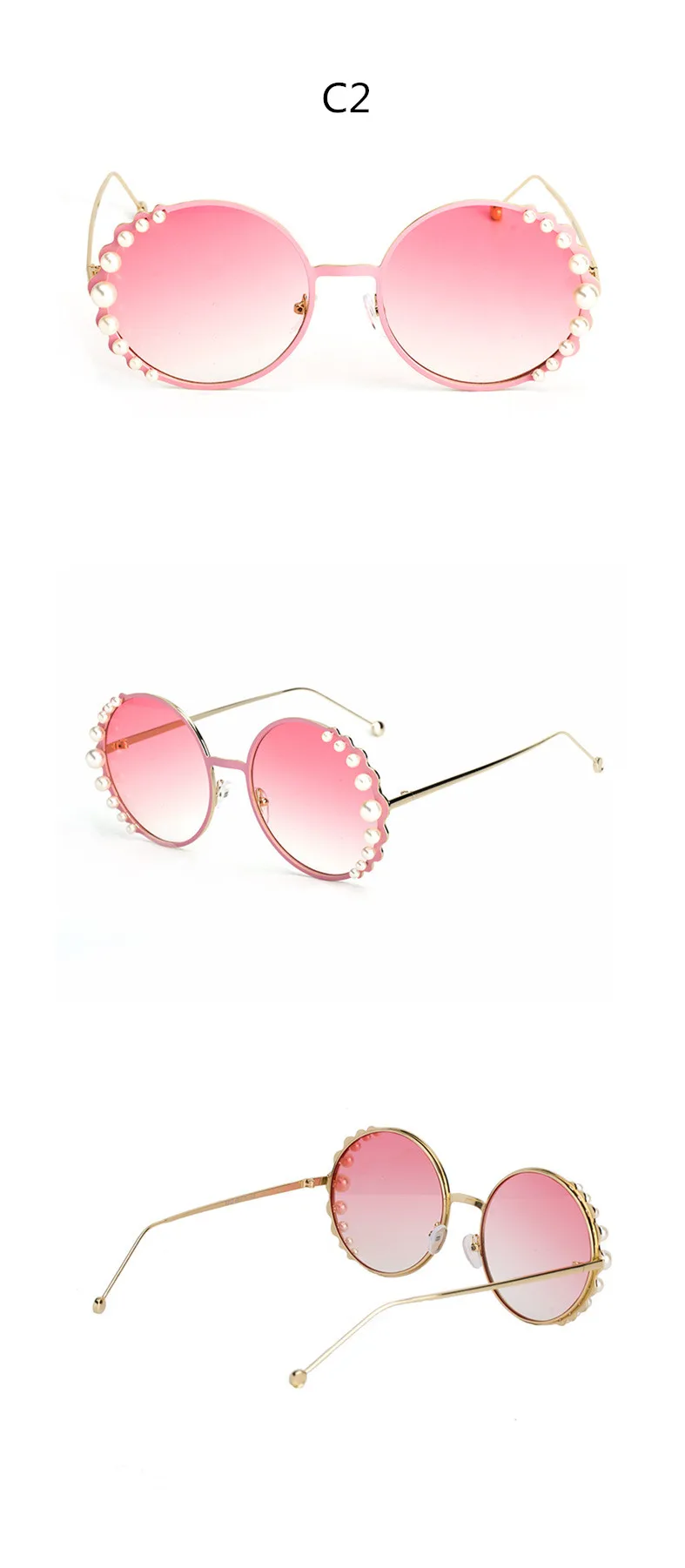 HBK круглые жемчужные солнцезащитные очки Modis Oculos De Sol feminino Роскошные винтажные женские брендовые дизайнерские солнцезащитные очки градиентные UV400