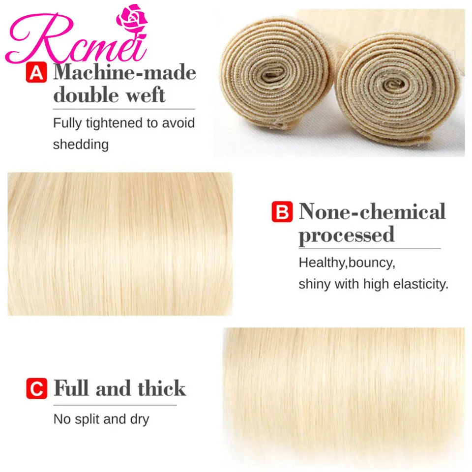 Rcmei 613 блондинка пучки 4 Bundle сделки 10 30 дюймов длиной предварительно цветные Weave