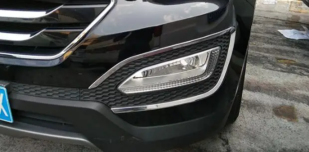 АБС-Пластик Хром Передняя противотуманная фара крышка Накладка 2013 для hyundai Santa Fe ix45