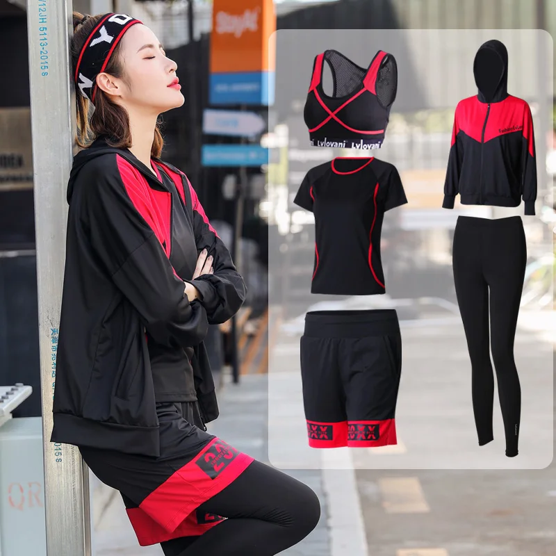Женский спортивный костюм комплект для йоги куртка на молнии + рубашка