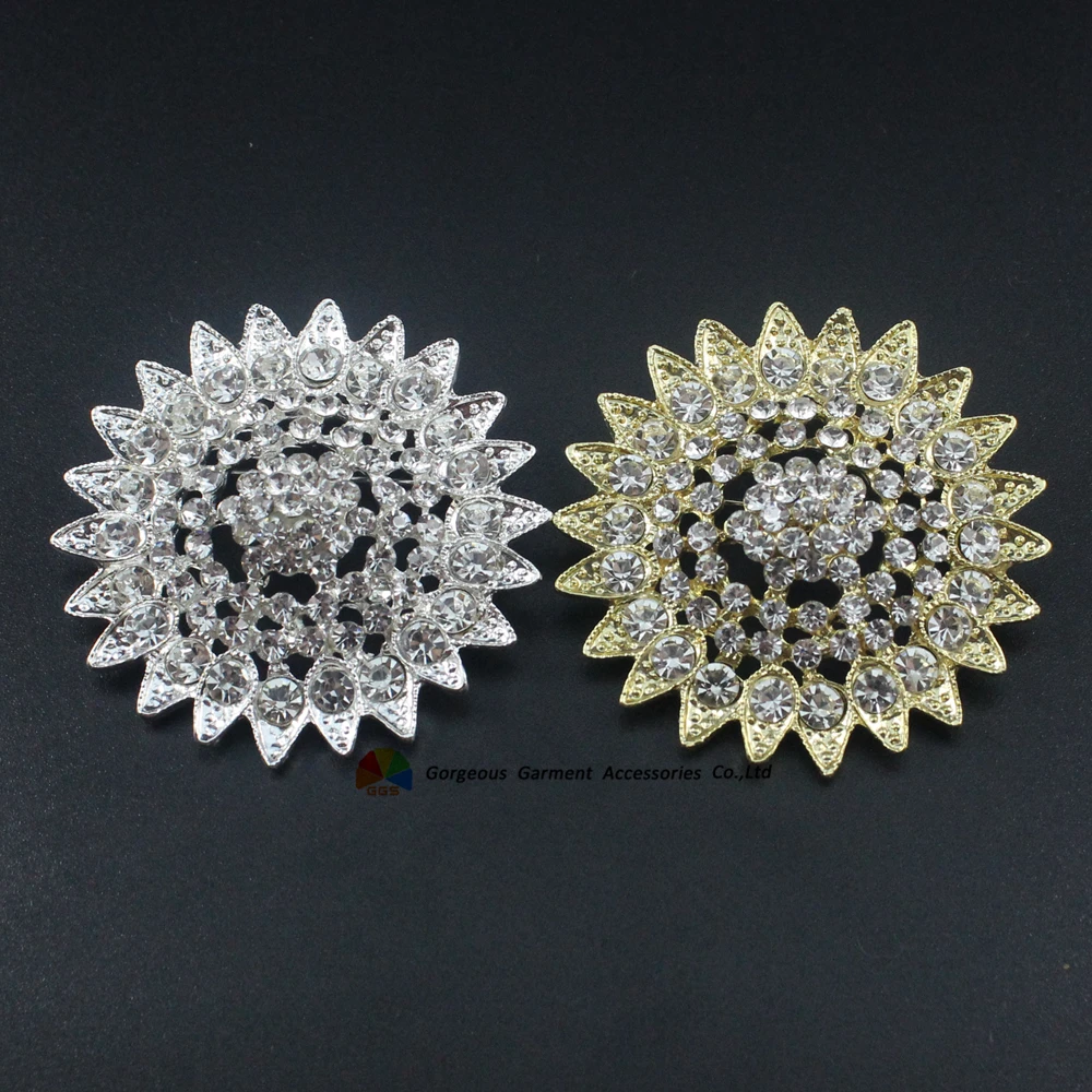 Блестящая брошь в виде пуговицы с кристаллами для невесты булавка серебряном и